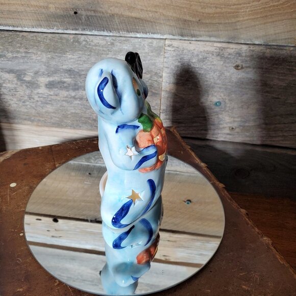 Whimsical  Happy Ghost w/ Jack o' Lantern & Bat Votive Candle Holder - #1 - Picture 5 of 7